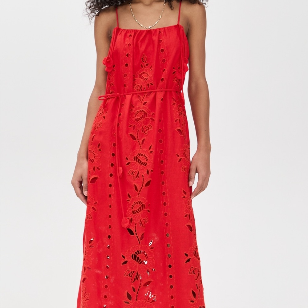 FARM Rio - Red flowers Richelieu Sleeveless Dress